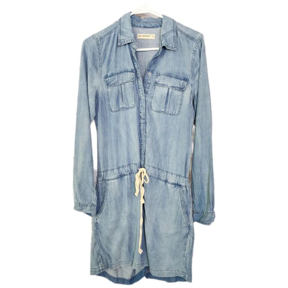 Blank NYC Denim Shorts Romper Medium - Soft Cotton Lyocell Chambray NWT